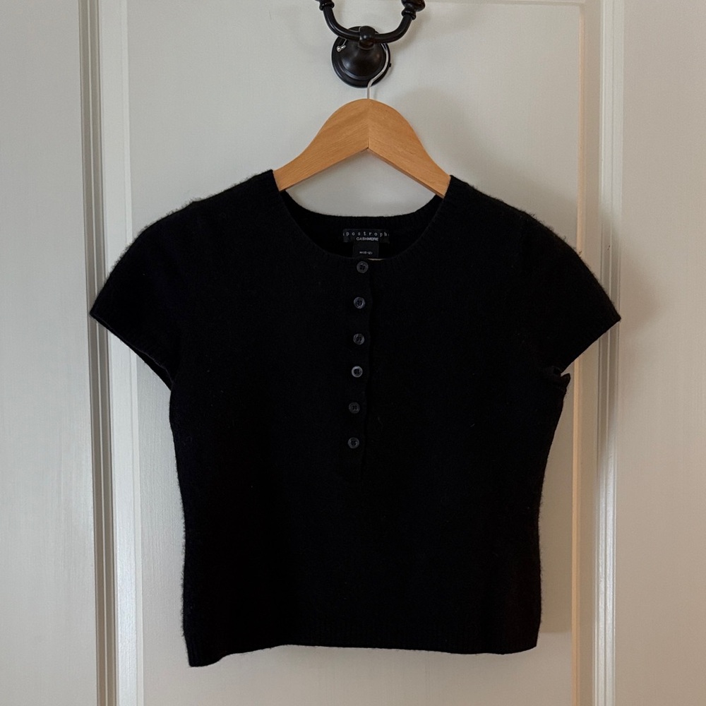 Cashmere Black Cropped Sweater Top